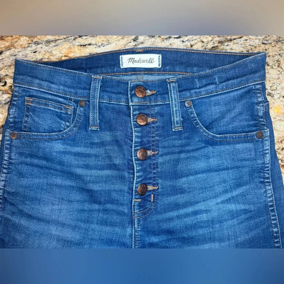 Madewell Jeans Womens Size 27Tall High Rise Skinny Button Fly Distressed Stretch - Picture 3 of 13